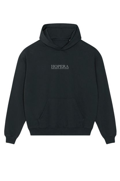 Zwarte HOPERA Flowing Draperies hoodie van biologisch katoen