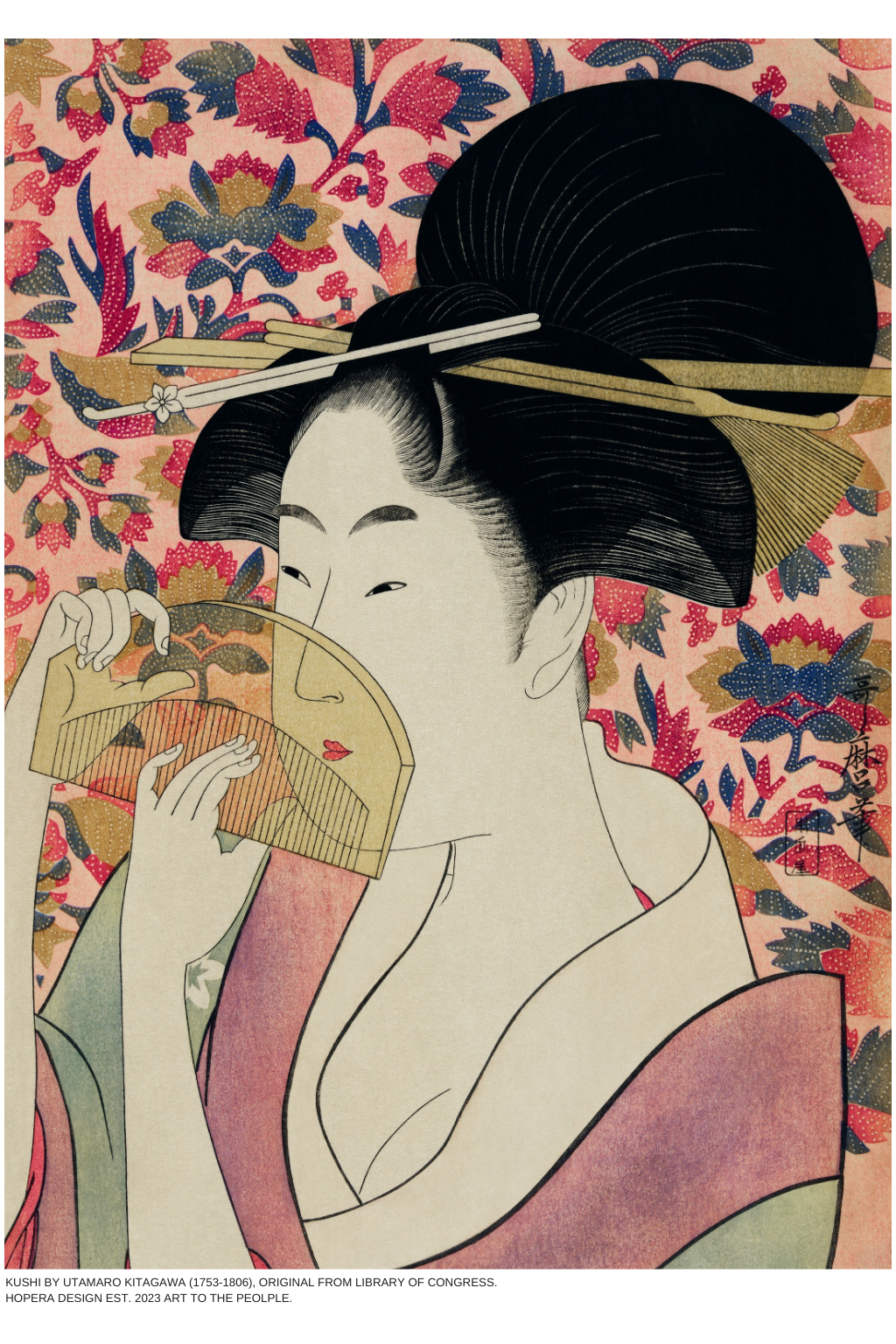 Detail van de Kushi kunstprint van Utamaro Kitagawa