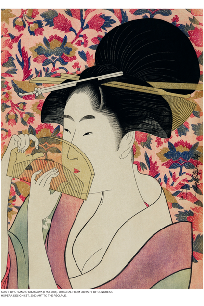 Detail van de Kushi kunstprint van Utamaro Kitagawa