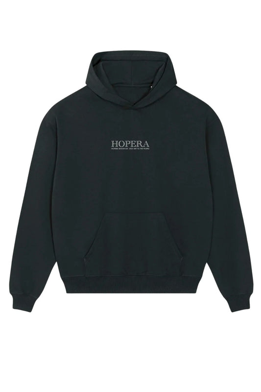 Detail van de Japanse Kunichika kunstprint op de HOPERA hoodie